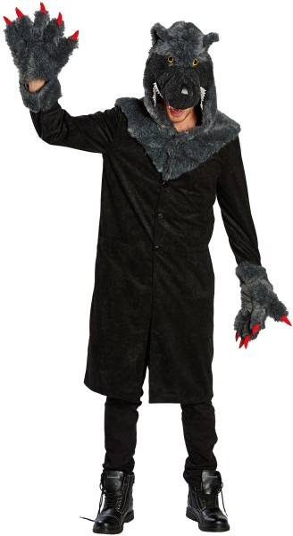 Wolf coat with wolf head hood & claws