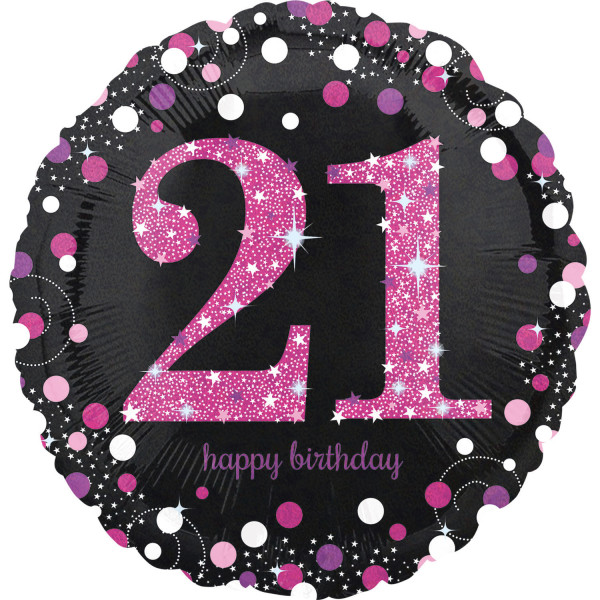 Palloncino foil 21 ° compleanno rosa Spakling