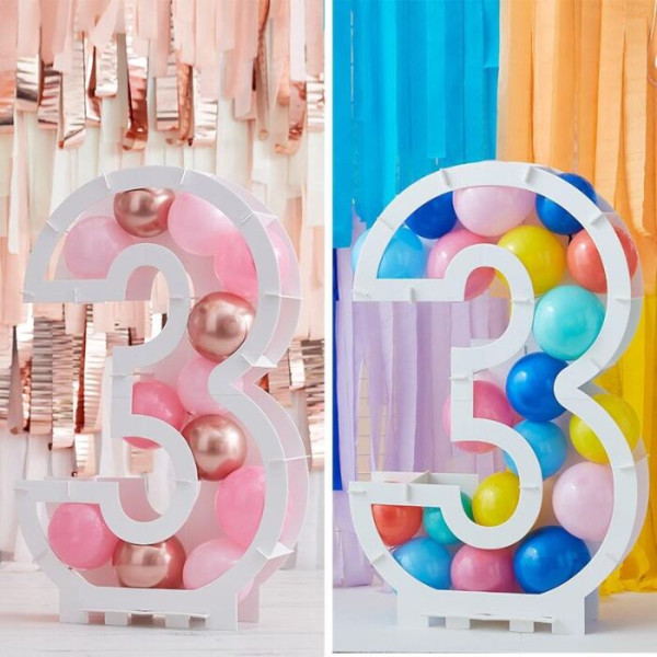Fillable number 3 balloon stand
