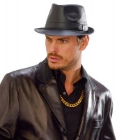 Preview: Black fedora hat in leather look