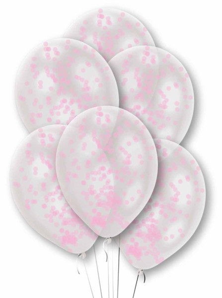 6 Rosy Blush confetti balloons 27.5cm