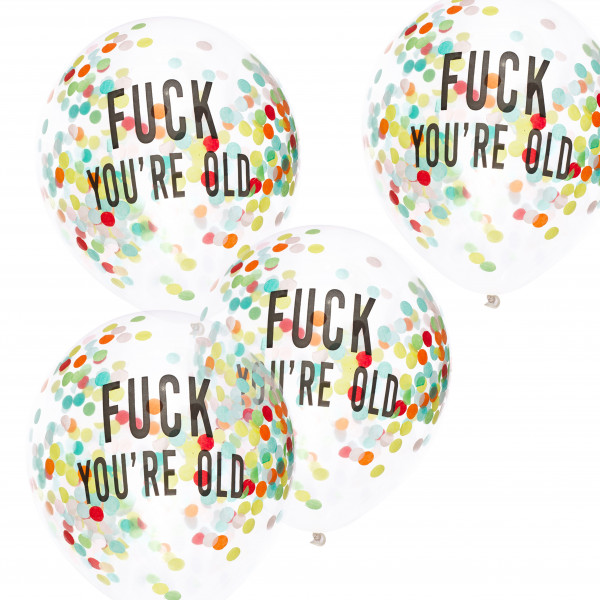 5 ballons confettis Nasty Birthday 30cm