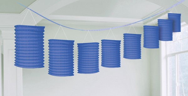 Guirlande de lanternes en papier bleu royal 3.65m