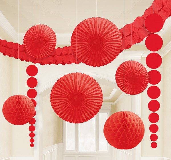 Summerfeeling party decoration set red 9 pieces