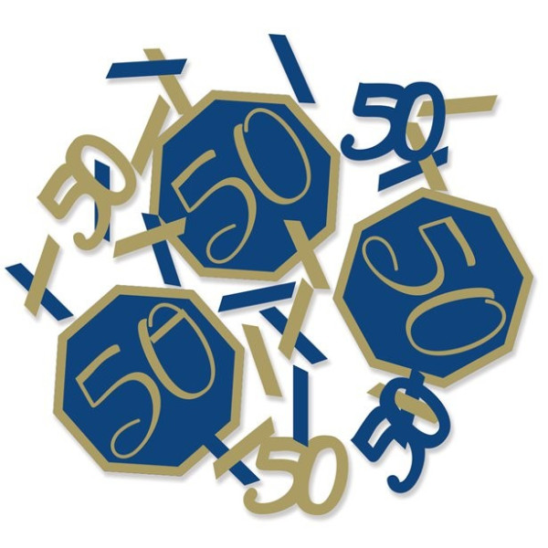 50-års fødselsdag drysse dekoration blå-guld
