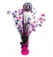 Fuente de mesa 60 cumpleaños rosa 46cm