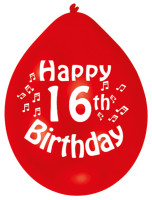 6 gelukkige 16e verjaardagsballonnen