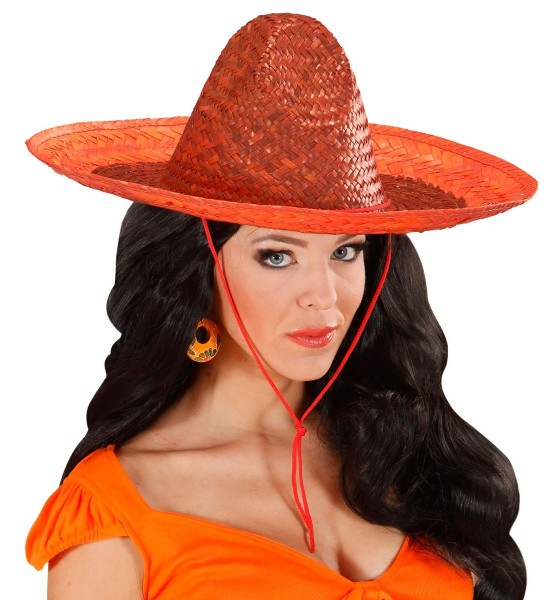 Słomkowy kapelusz Sombrero pomarańczowy 48 cm