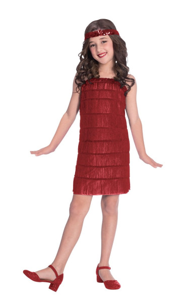 Czerwona sukienka z klapką dla dziewczynki z lat 20