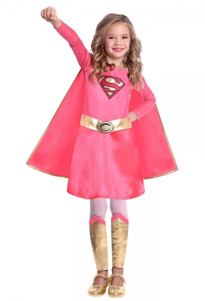 Pink Supergirl kostume til piger