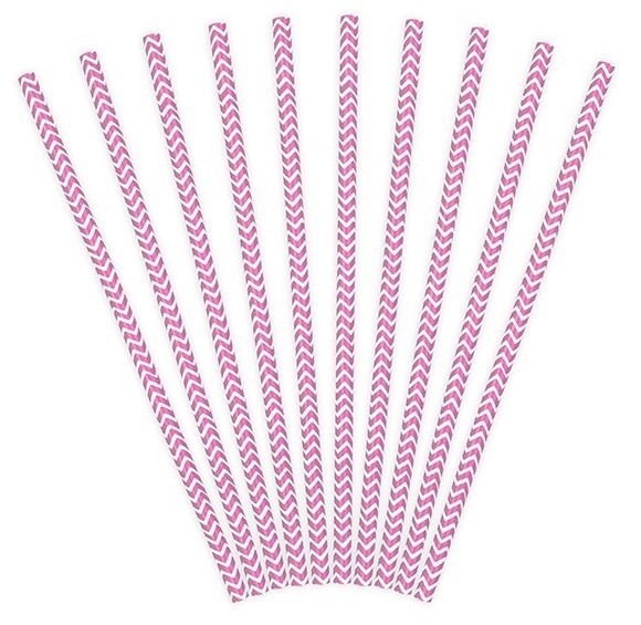 10 zigzag paper straws pink 19.5cm