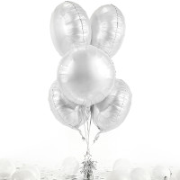 Vorschau: 5 Heliumballons in der Box Weiß matt