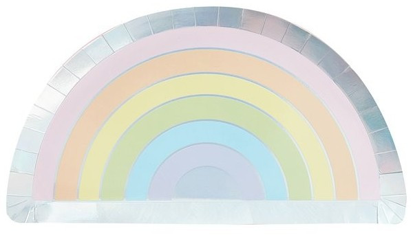 8 Pastel Regenboog Papieren Borden 28cm