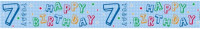 7e verjaardag folie banner blauw 2,6m