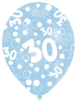 Förhandsgranskning: 6 ballonger Bubbles 30-årsdag färgglada 27,5cm