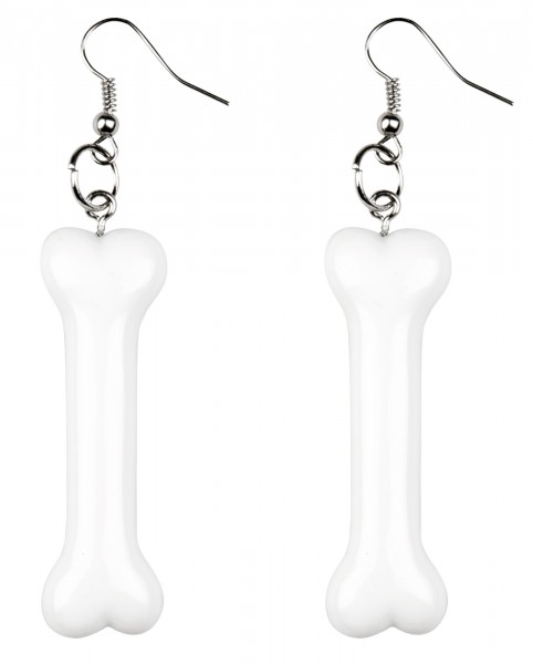 White earrings with bone pendants 3