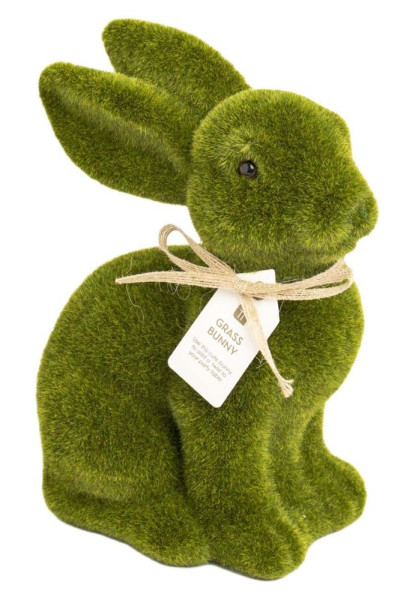 Figura decorativa coniglio erba verde 25 cm