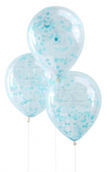 5 ballons confettis bleus mix & match 30cm