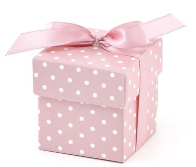 10 scatole regalo rosa a pois bianchi