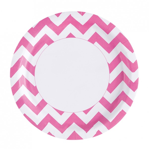8 platos de papel rosa dulce 23cm