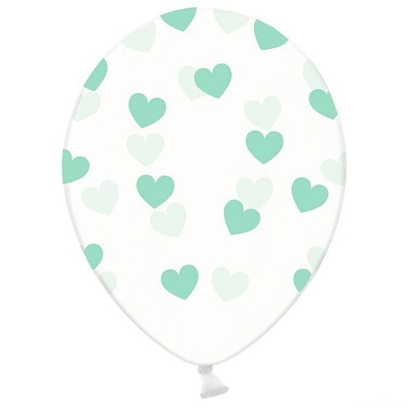 50 hearts latex balloons green 30cm