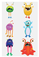 Preview: 6 cute monster tattoos 4cm