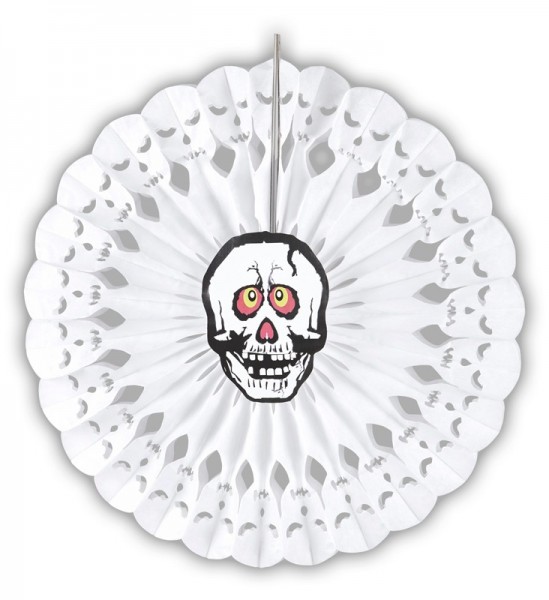 Eventail en papier crâne de décoration Halloween 50cm