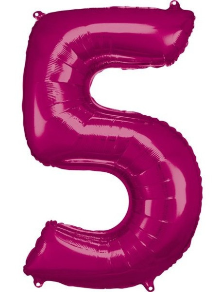 Roze nummer 5 folieballon 86cm