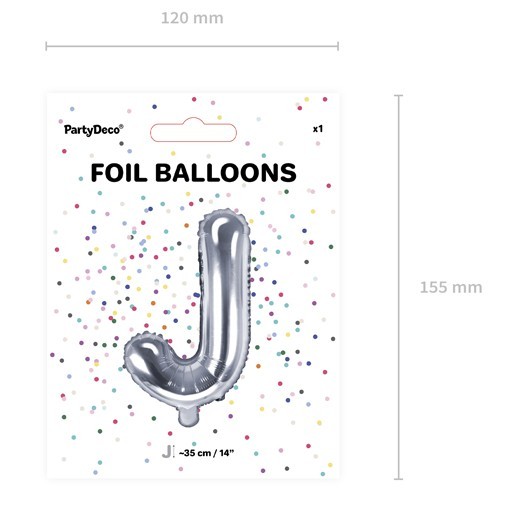 Folienballon J silber 35cm 3