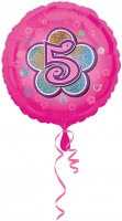 Folieballon nummer 5 in roze