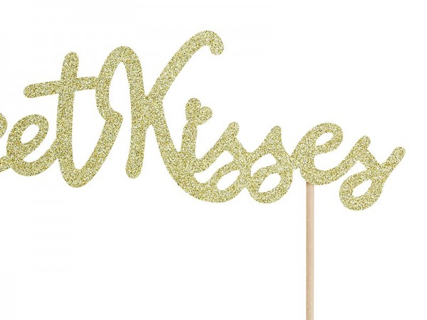 Décoration de gâteau Sweet Kisses Gold 16cm