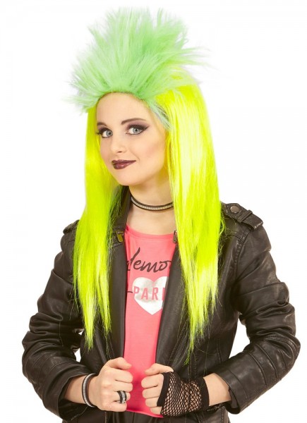 Parrucca punk incandescente giallo neon per bambini 2