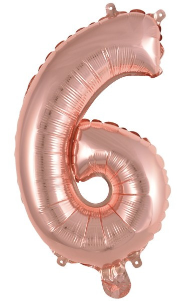 Mini folieballon nummer 6 rosé goud 40cm