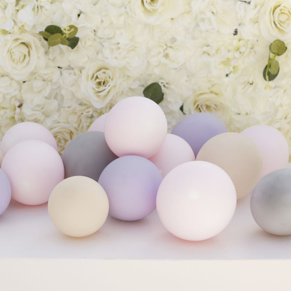 40 globos de látex ecológico rosa, morado, gris, nude