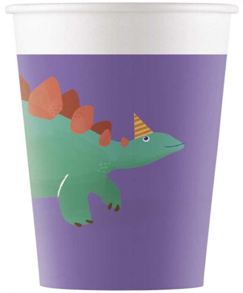 8 Dino birthday paper cups 200ml