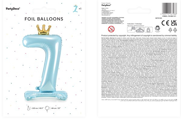 Babyblue Zahl 7 Folienballon stehend 3