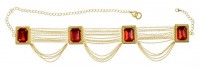 Vista previa: Cinturón sexy con gemas rojas en colores dorados