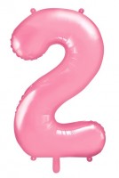 Vorschau: Zahl 2 Folienballon rosa 86cm