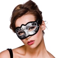 Venezianische Augenmaske In Silber-Schwarz
