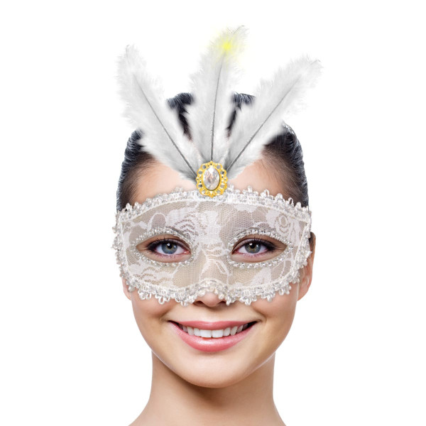 Maske Venezia hvid med LED