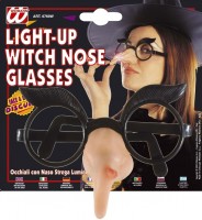 Vista previa: Gafas con cejas y nariz de bruja con luz