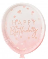 8 Rosy Birthday paper plates 24cm