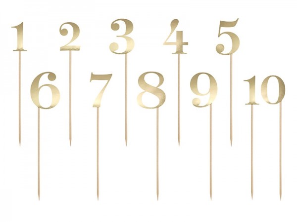 Table numbers numbers 1-10 gold