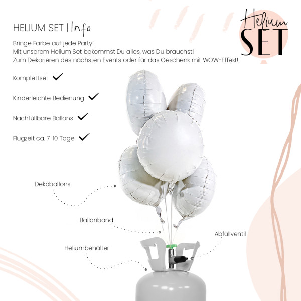 Simply White Ballonbouquet-Set mit Heliumbehälter 2