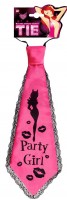 Voorvertoning: Roze feest meisje stropdas met zwart kant