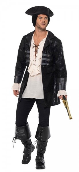Black buccaneer pirate jacket for men