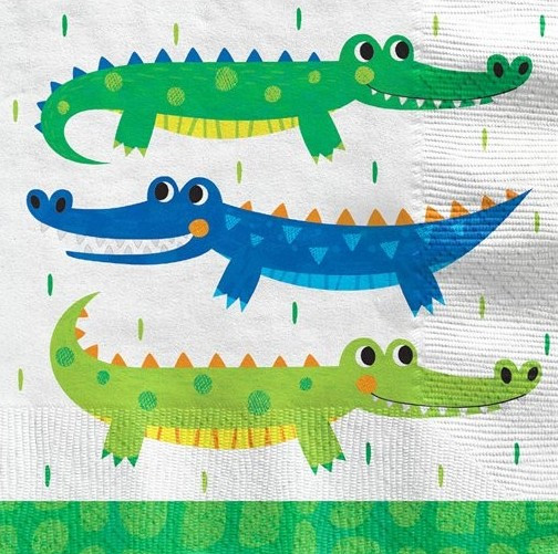 16 serviettes de fête crocodile 33 x 33cm