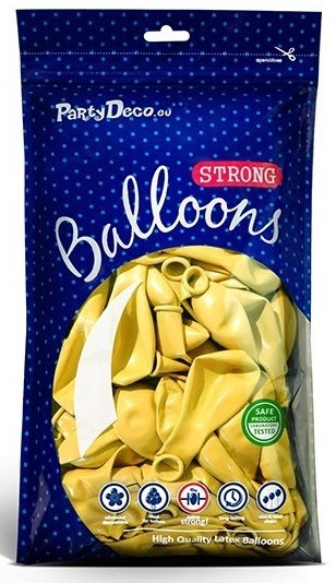 10 Partystar metallic Ballons zitronengelb 27cm 2