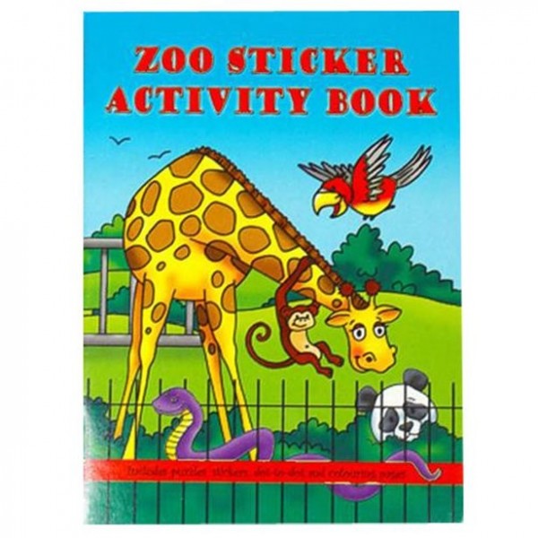 Książka z aktywnościami zwierząt w zoo wraz z naklejką