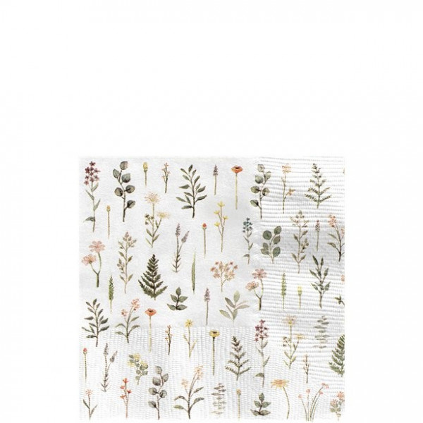 16 serviettes à fleurs Tea Party 12,5 x 12,5 cm